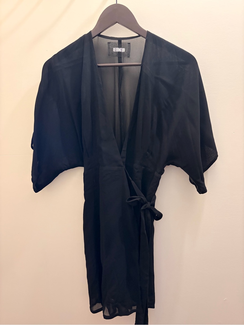 Reformation Black Wrap Mini Dress